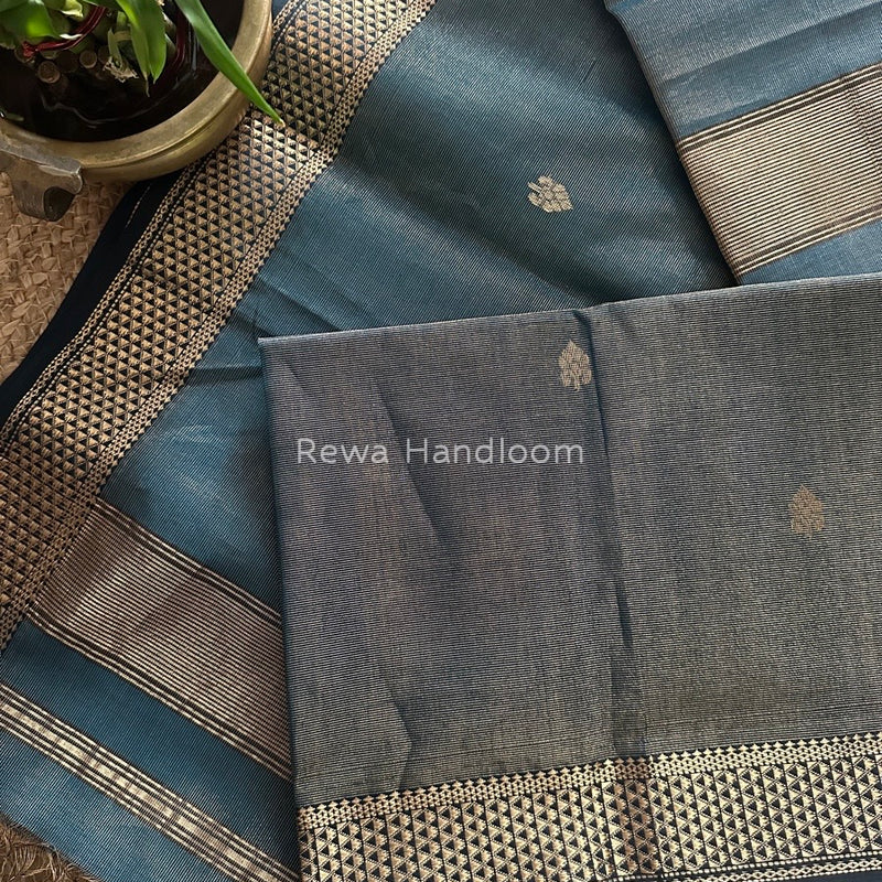 Maheshwari Teal Green Tissue Butti Saree TBS016