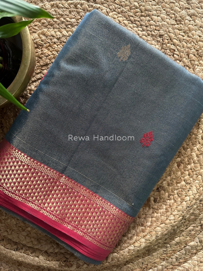 Maheshwari Grey Tissue Butti Saree TBS017