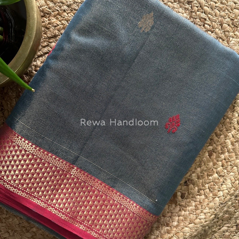 Maheshwari Grey Tissue Butti Saree TBS017
