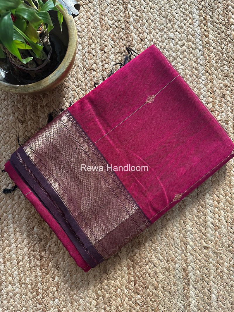Maheshwari Dark Magenta Lining Butti Saree ZLBS04