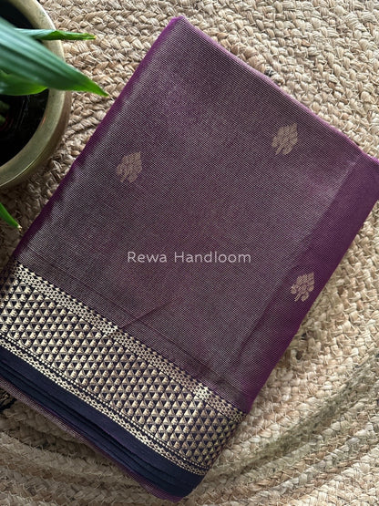 Maheshwari Purple Tissue Butti Saree TBS018