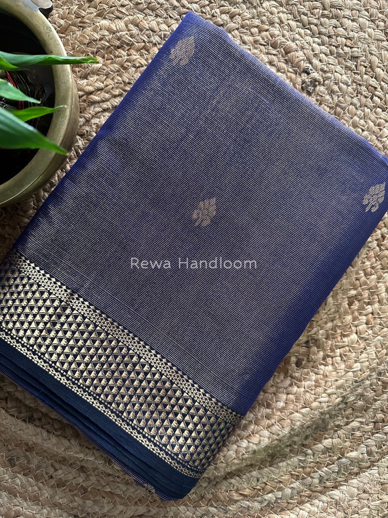 Maheshwari Blue Tissue Butti Saree TBS020