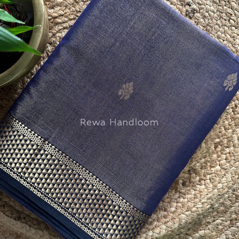 Maheshwari Blue Tissue Butti Saree TBS020