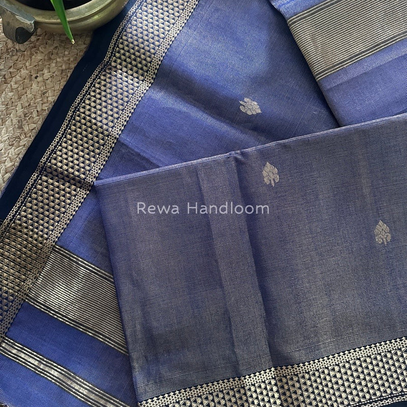 Maheshwari Blue Tissue Butti Saree TBS020