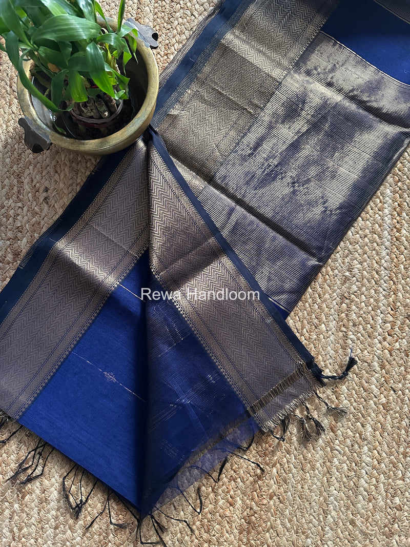 Maheshwari Blue Lining Butti Saree ZLBS05