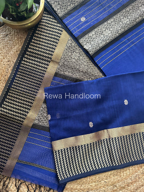 Maheshwari Blue Heavy Pallu Saree-RPS01