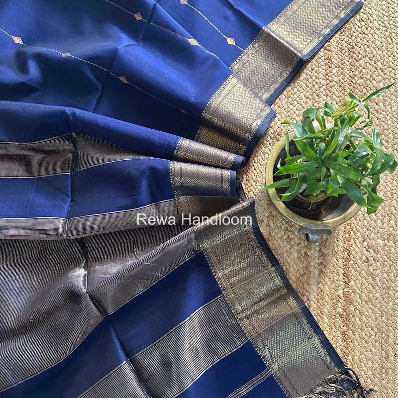 Maheshwari Blue Lining Butti Saree ZLBS05