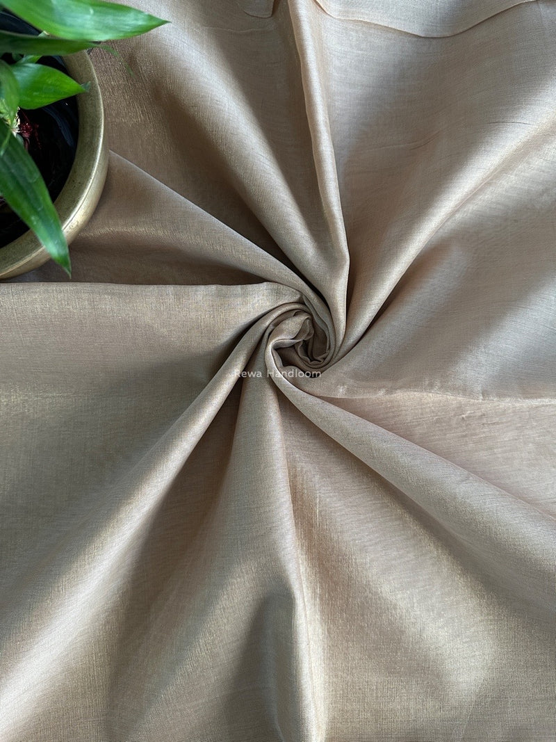 Maheshwari Beige Tissue Silk Fabric 2.5 meters Cut - FBT017
