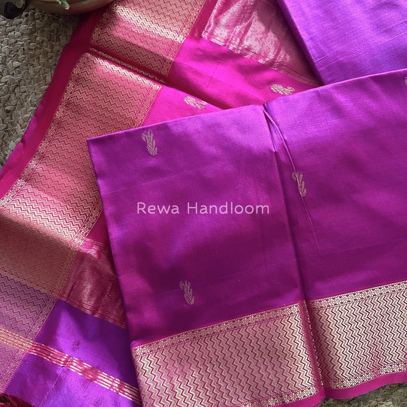 Maheshwari Violet Pure Silk Saree PS21