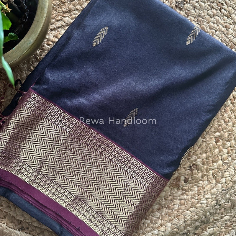 Maheshwari Black Pure Silk Saree PS33