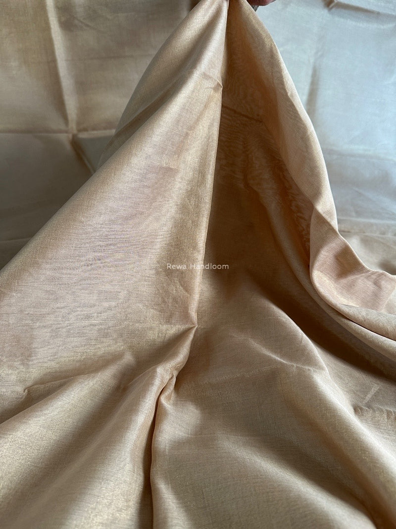 Maheshwari Beige Tissue Silk Fabric 2.5 meters Cut - FBT017