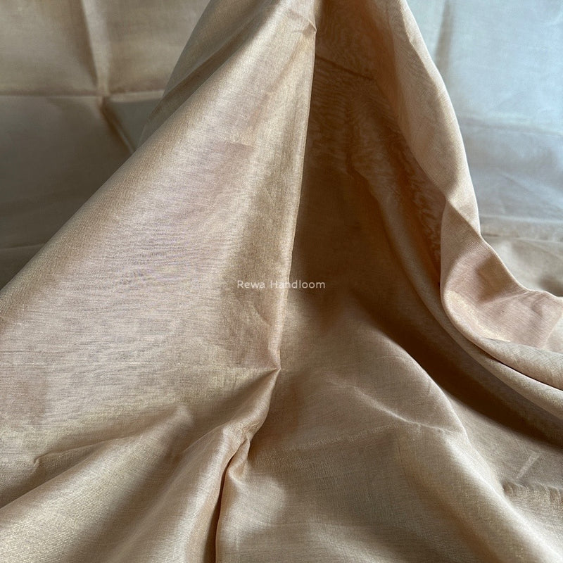Maheshwari Beige Tissue Silk Fabric 2.5 meters Cut - FBT017