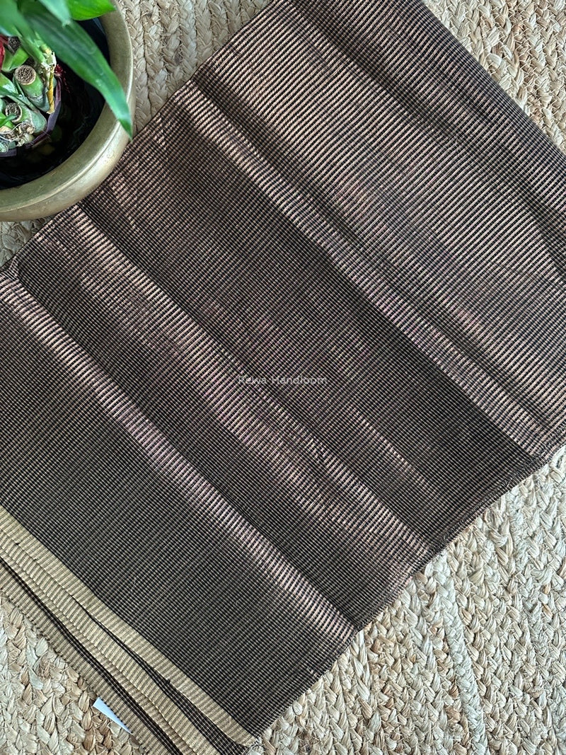 Maheshwari Black Tissue Silk Fabric
