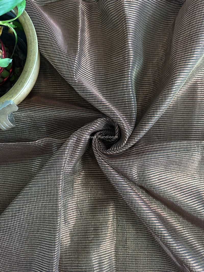 Maheshwari Black Tissue Silk Fabric 2.5 meters Cut - FBT014