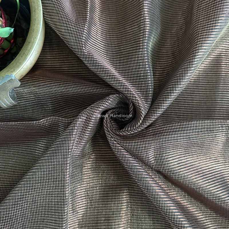 Maheshwari Black Tissue Silk Fabric 2.5 meters Cut - FBT014