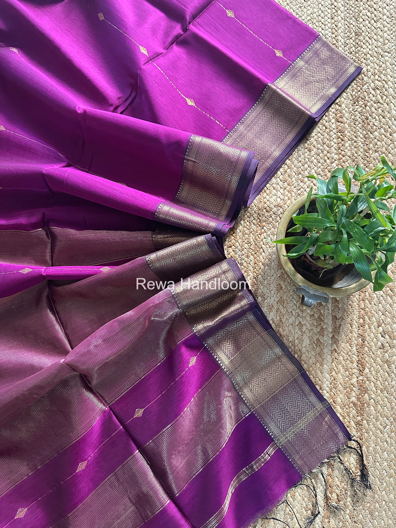 Maheshwari Purple Lining Butti Saree ZLBS08
