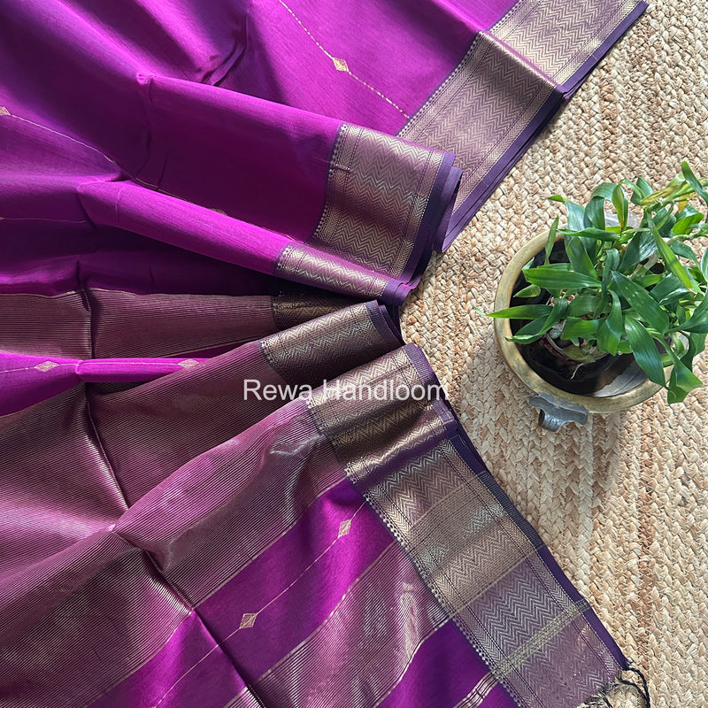 Maheshwari Purple Lining Butti Saree ZLBS08