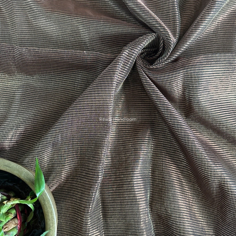 Maheshwari Black Tissue Silk Fabric 2.5 meters Cut - FBT014