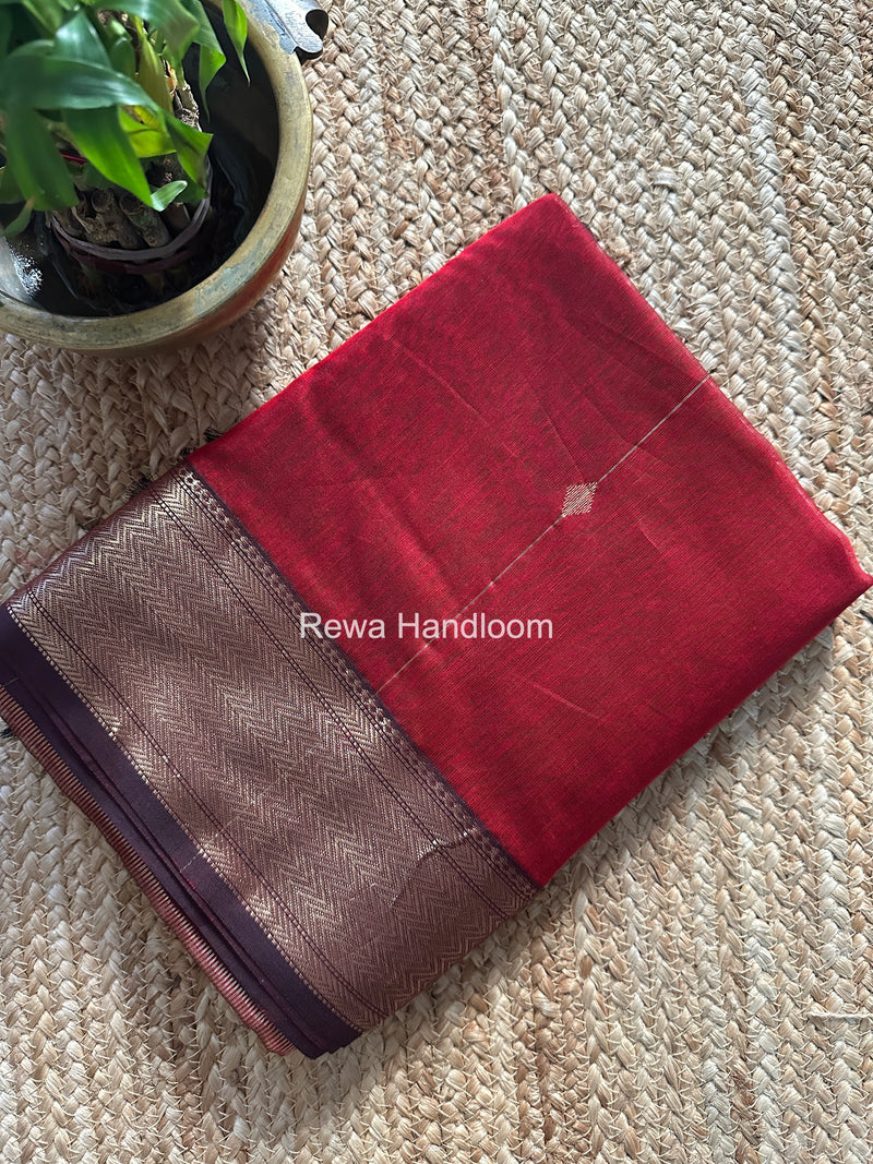 Maheshwari Maroon Lining Butti Saree ZLBS07