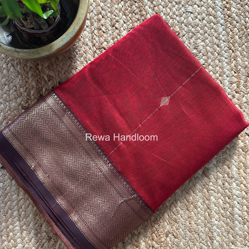 Maheshwari Maroon Lining Butti Saree ZLBS07