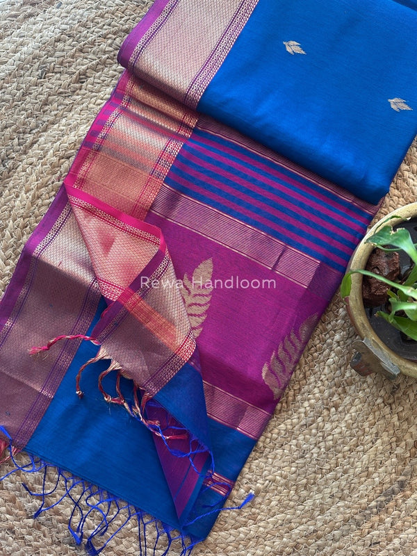 Butta Pallu Zari Border Saree ~ Maheshwari Saree