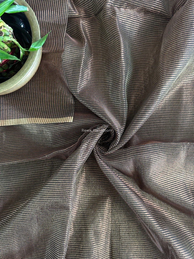 Maheshwari Black Tissue Silk Fabric