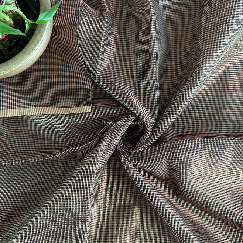 Maheshwari Black Tissue Silk Fabric