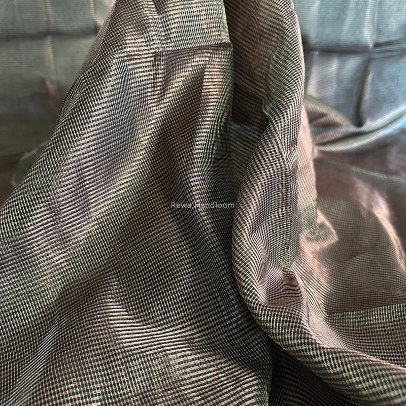Maheshwari Black Tissue Silk Fabric 2.5 meters Cut - FBT014