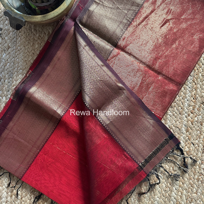 Maheshwari Maroon Lining Butti Saree ZLBS07