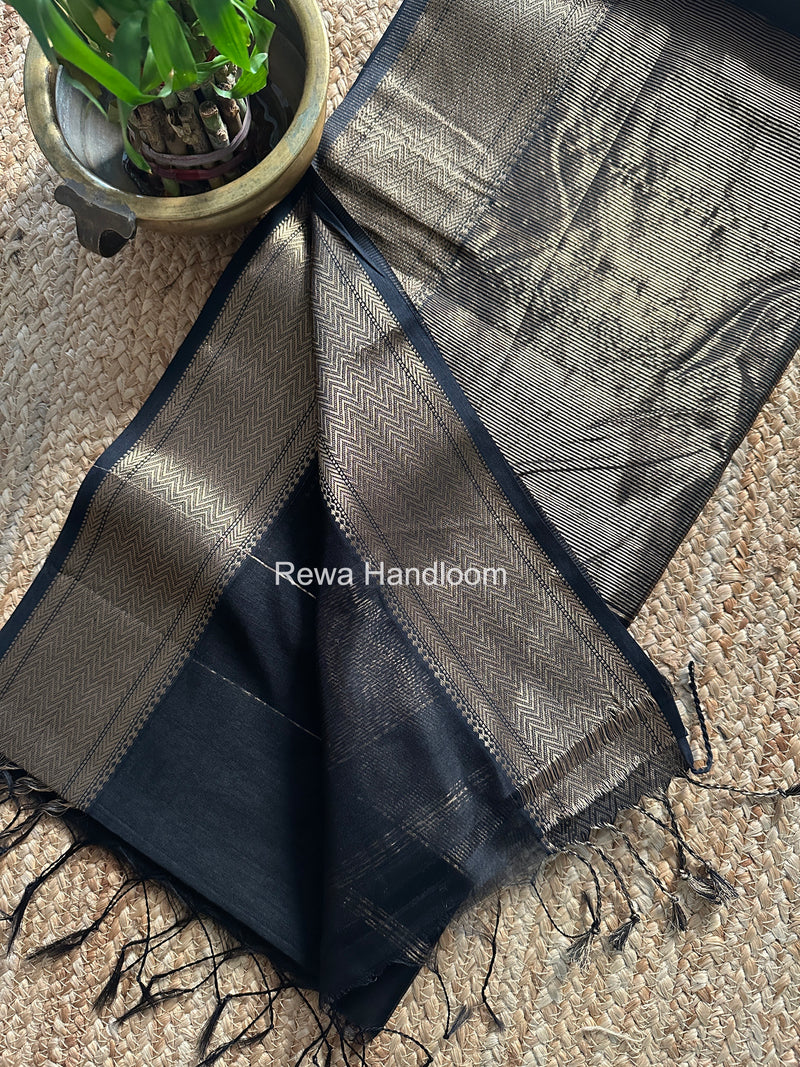 Maheshwari Black Lining Butti Saree ZLBS06