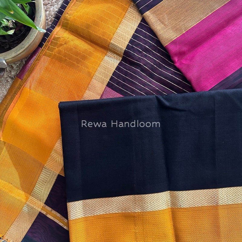 Black Ganga Jamuna Maheshwari Saree GJ0102