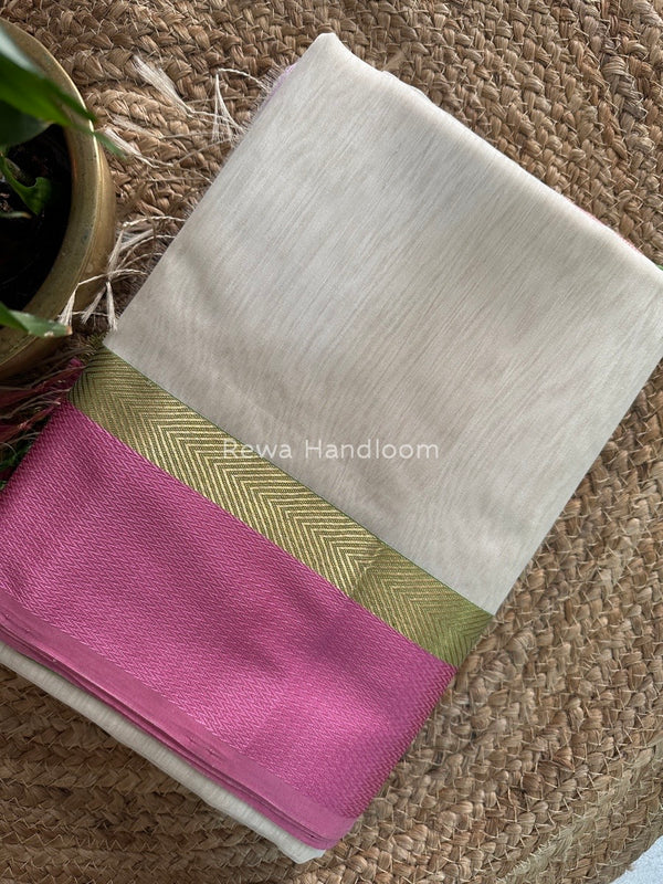 Off White Ganga Jamuna Maheshwari Saree GJ0108