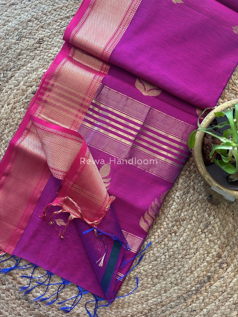 Butta Pallu Zari Border Saree ~ Maheshwari Saree