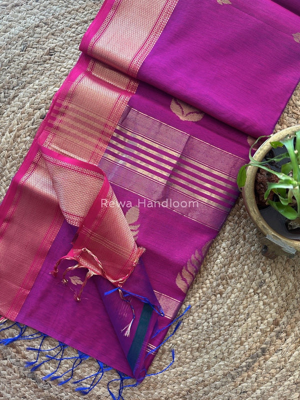 Butta Pallu Zari Border Saree ~ Maheshwari Saree