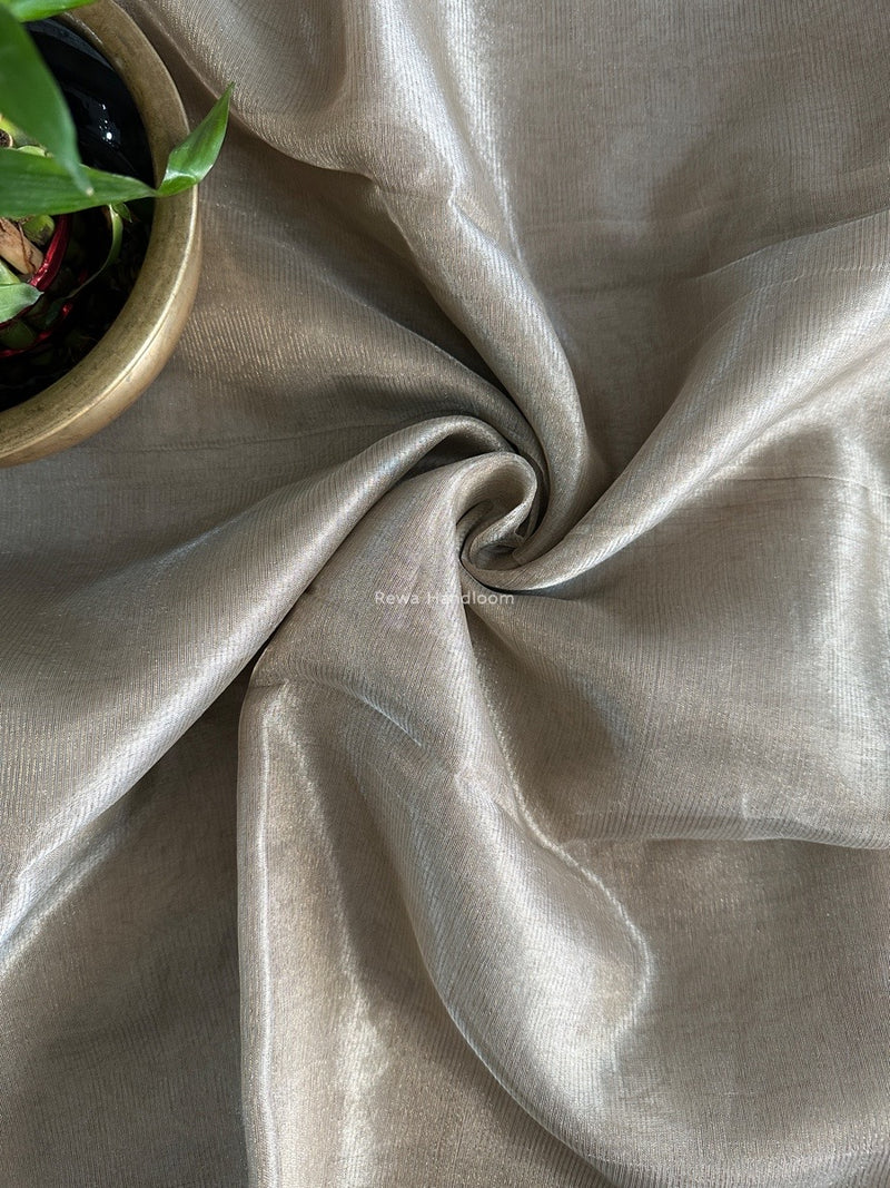 Maheshwari off white Tissue Silk Fabric 2.5 meters Cut - FBT015