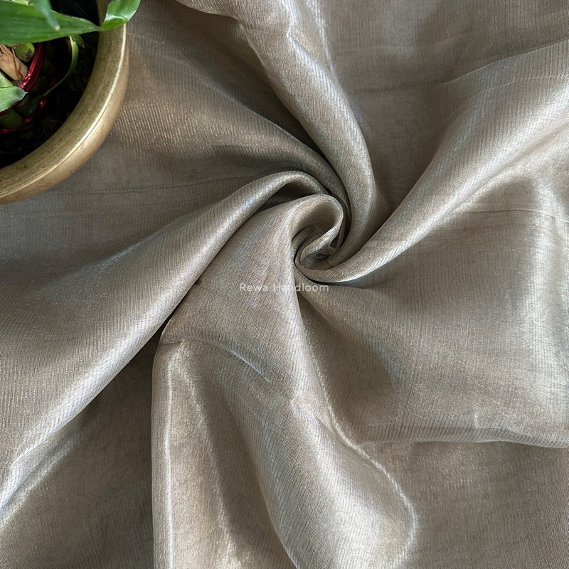 Maheshwari off white Tissue Silk Fabric 2.5 meters Cut - FBT015