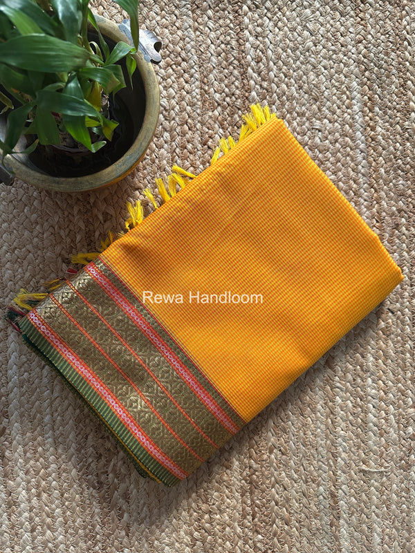 Maheshwari Mango Yellow Garbha Reshami Silk Saree GRS01