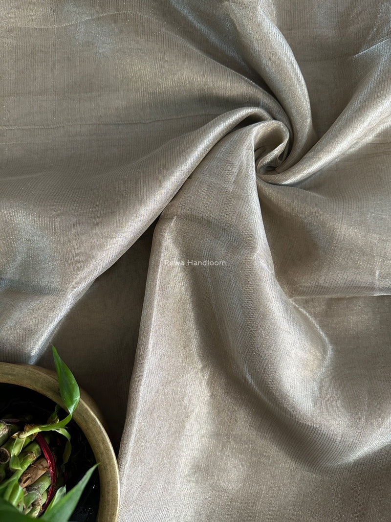 Maheshwari off white Tissue Silk Fabric 2.5 meters Cut - FBT015