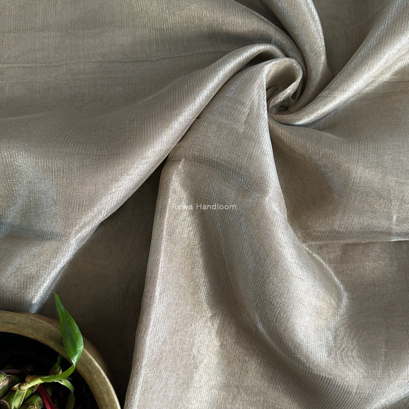 Maheshwari off white Tissue Silk Fabric 2.5 meters Cut - FBT015