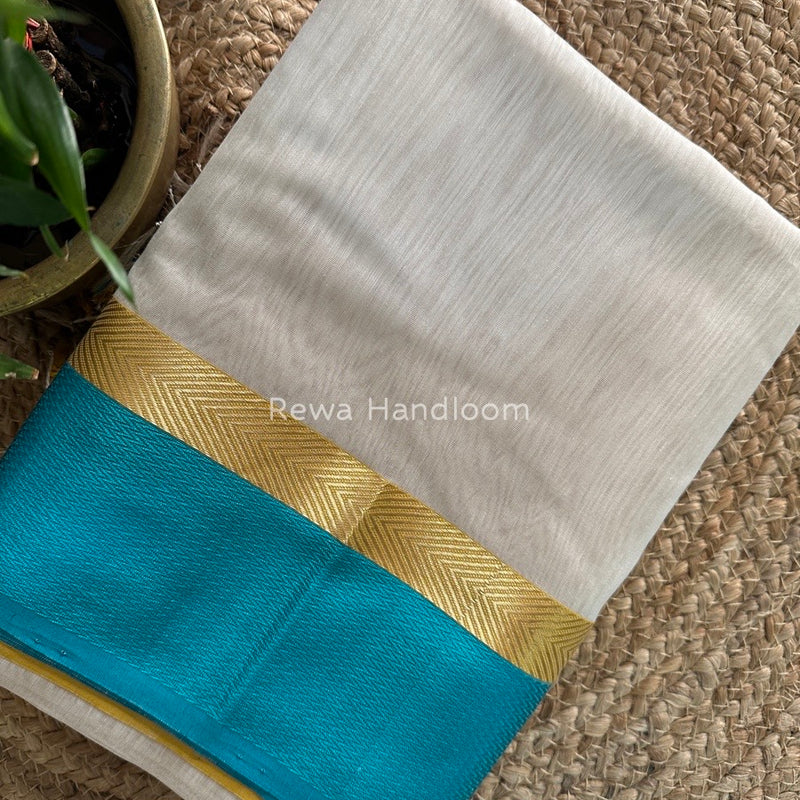 Off White Ganga Jamuna Maheshwari Saree GJ0111