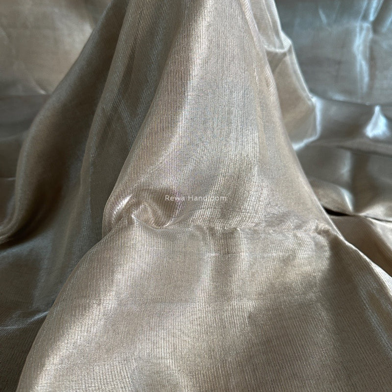 Maheshwari off white Tissue Silk Fabric 2.5 meters Cut - FBT015