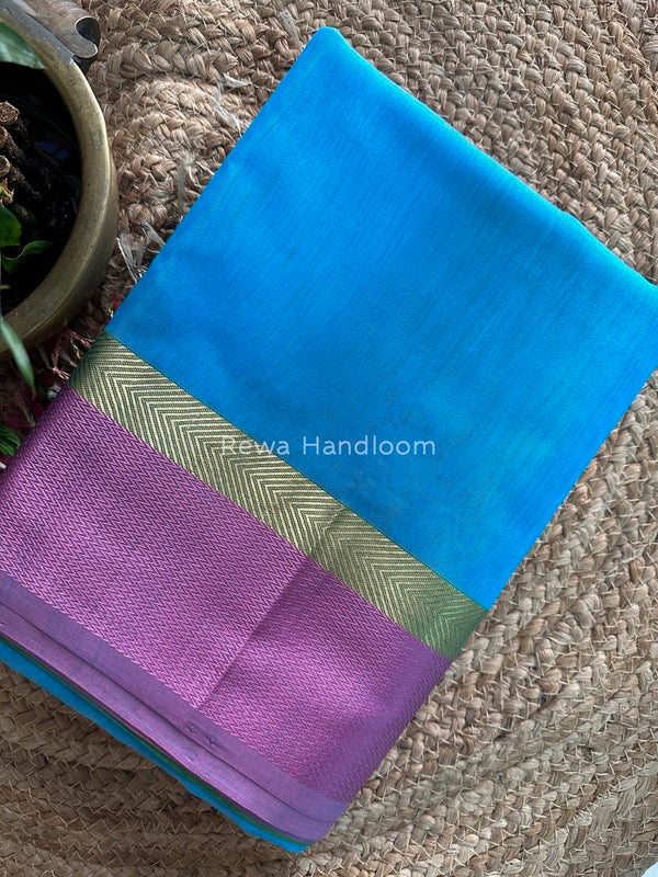 Deep Sky Blue Ganga Jamuna Maheshwari Saree GJ0109
