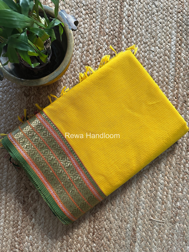 Maheshwari Yellow Garbha Reshami Silk Saree GRS02