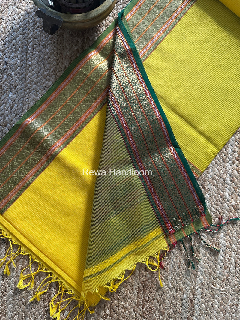 Maheshwari Yellow Garbha Reshami Silk Saree GRS02