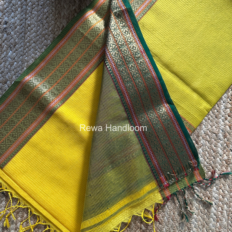 Maheshwari Yellow Garbha Reshami Silk Saree GRS02