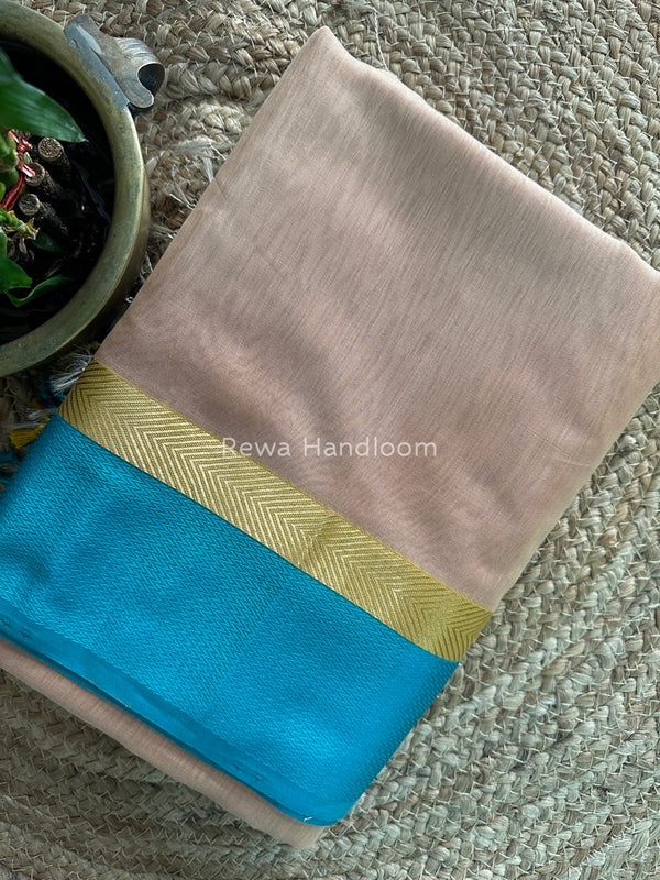 Peach Ganga Jamuna Maheshwari Saree GJ0110