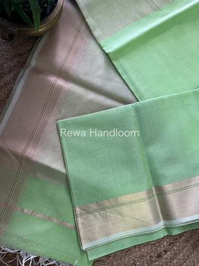 Maheshwari Self Checks Light Green Saree MCS02