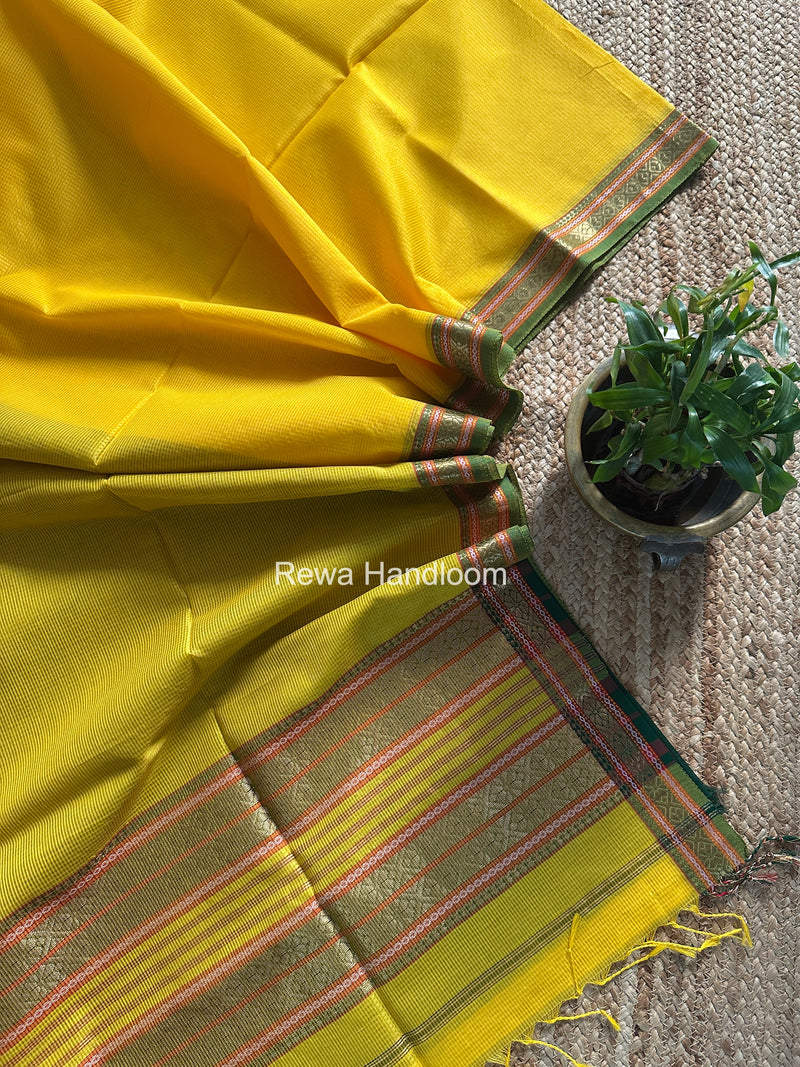 Maheshwari Yellow Garbha Reshami Silk Saree GRS02