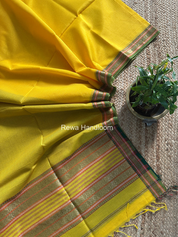 Maheshwari Yellow Garbha Reshami Silk Saree GRS02