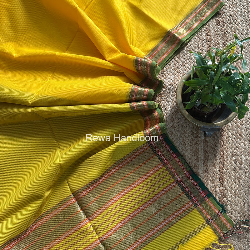 Maheshwari Yellow Garbha Reshami Silk Saree GRS02